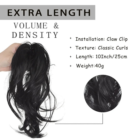 10-Inch Curly Claw Clip Ponytail Extension for Instant Volume