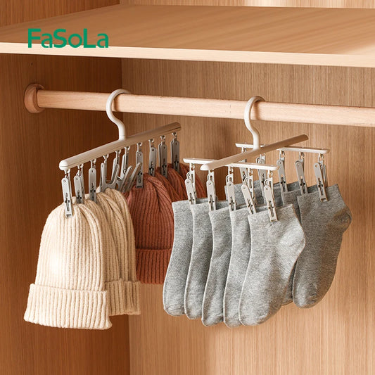 10-Clip Hanging Drying Rack for Socks and Undergarments