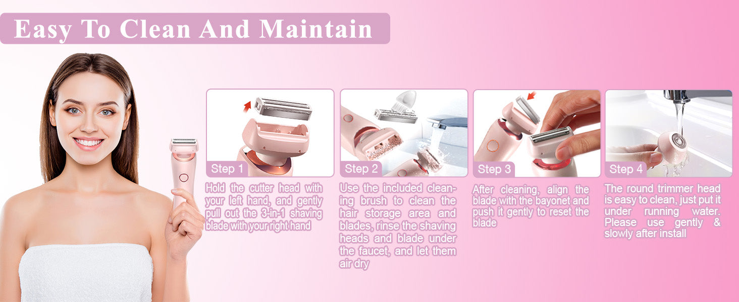 Electric Shaver for Women Painless Hair Remover for Body and Face - 9