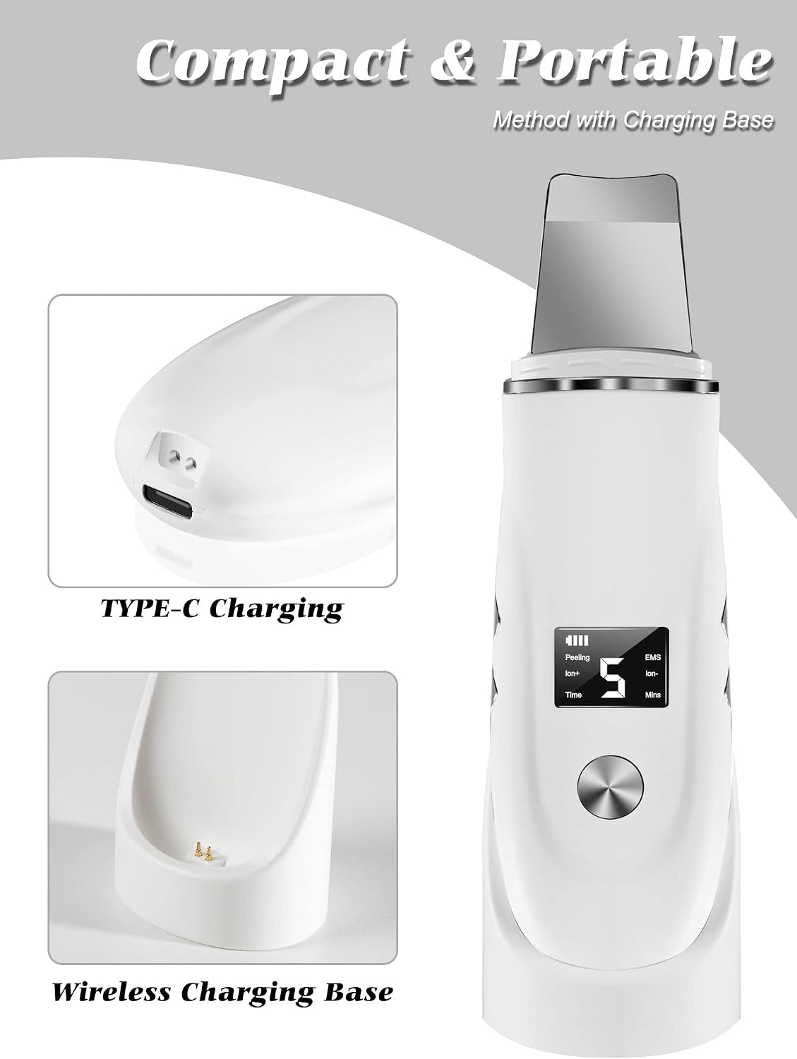 Ultrasonic Facial Skin Scrubber and Pore Cleansing Spatula Device - 11