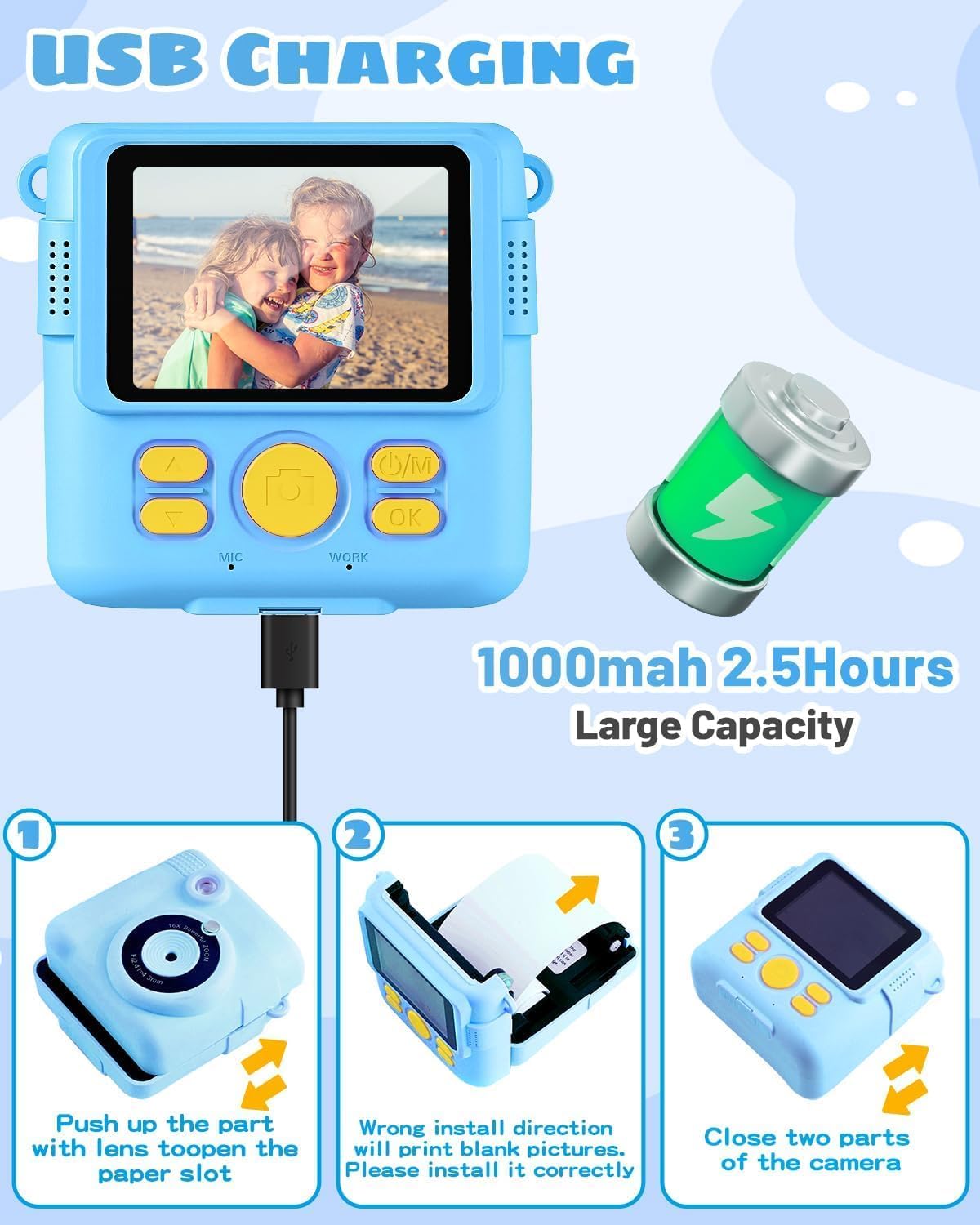 Instant Print Camera for Kids with Video Recording and Digital Zoom - 11