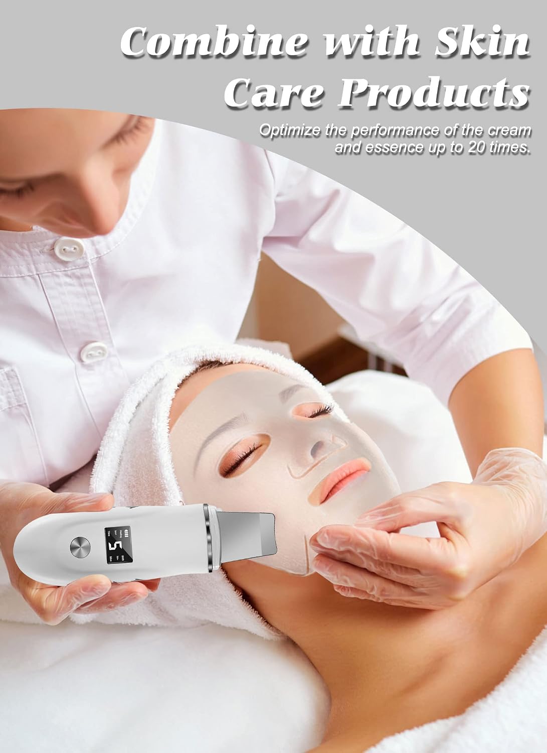 Ultrasonic Facial Skin Scrubber and Pore Cleansing Spatula Device - 10