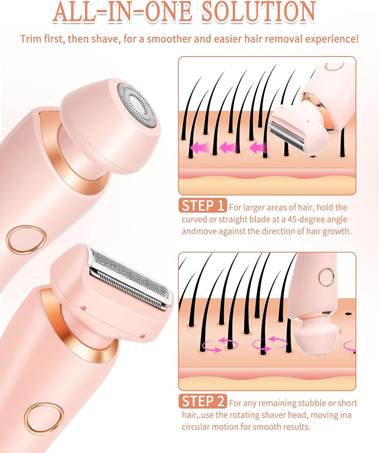 Electric Painless Hair Removal Shaver for Women's Body and Face - 11