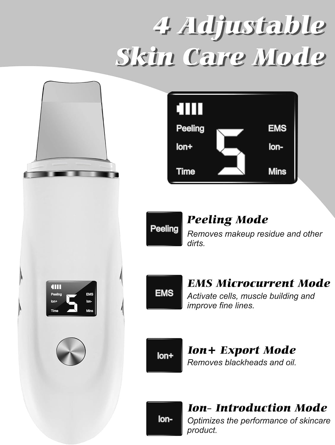 Ultrasonic Facial Skin Scrubber and Pore Cleansing Spatula Device - 8
