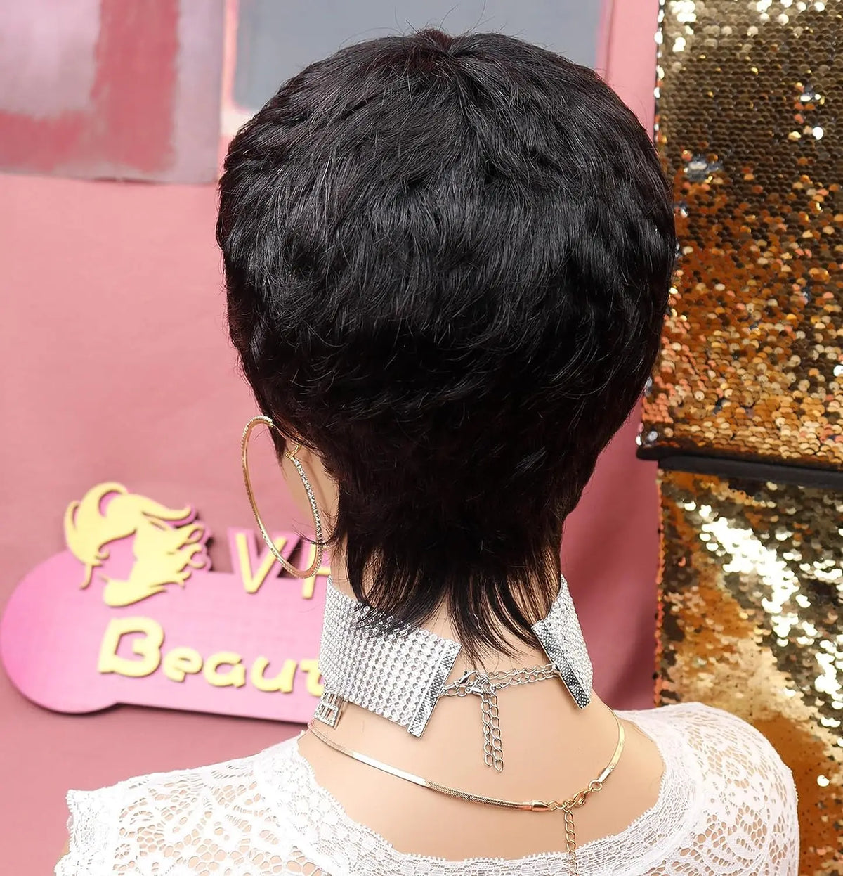 Short Curly Pixie Cut Synthetic Wig for Women