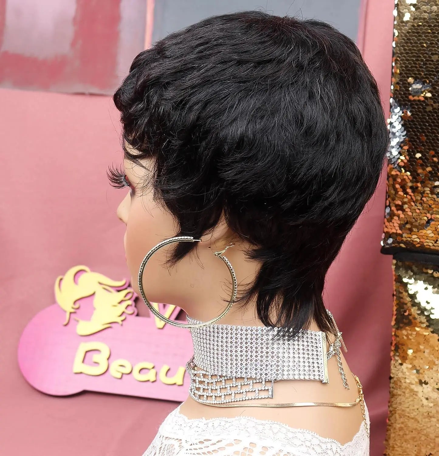 Short Curly Pixie Cut Synthetic Wig for Women - 4