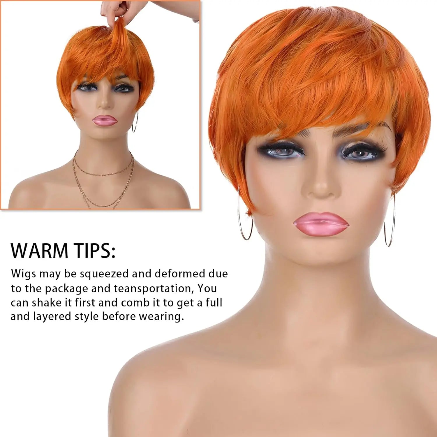 Short Platinum Blonde Pixie Cut Synthetic Wig - 14