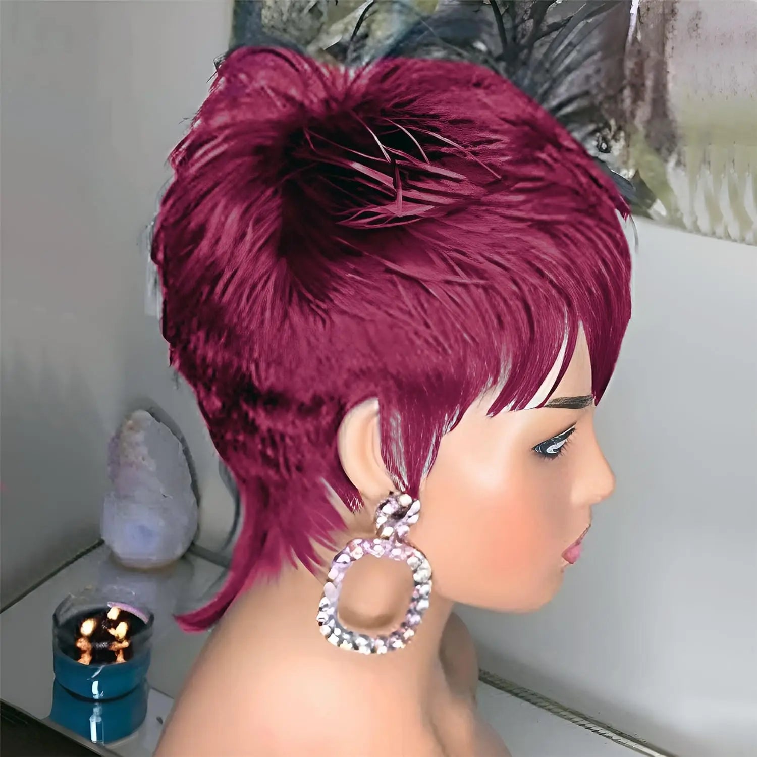 Short Curly Mullet Pixie Cut Wig for Women - 8