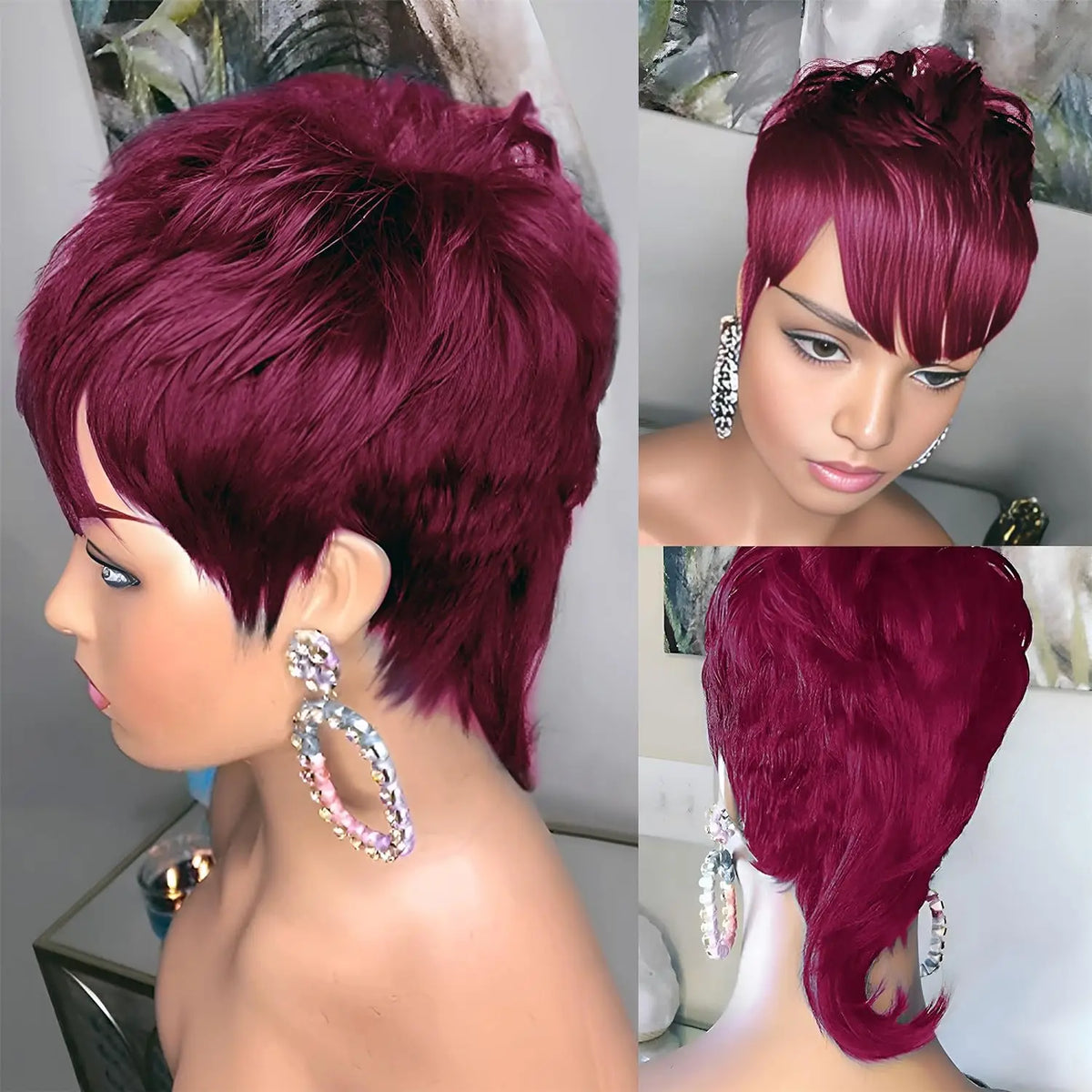 Short Curly Mullet Pixie Cut Wig for Women