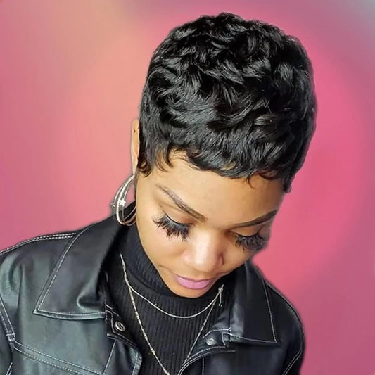 Short Curly Pixie Cut Synthetic Wig for Women
