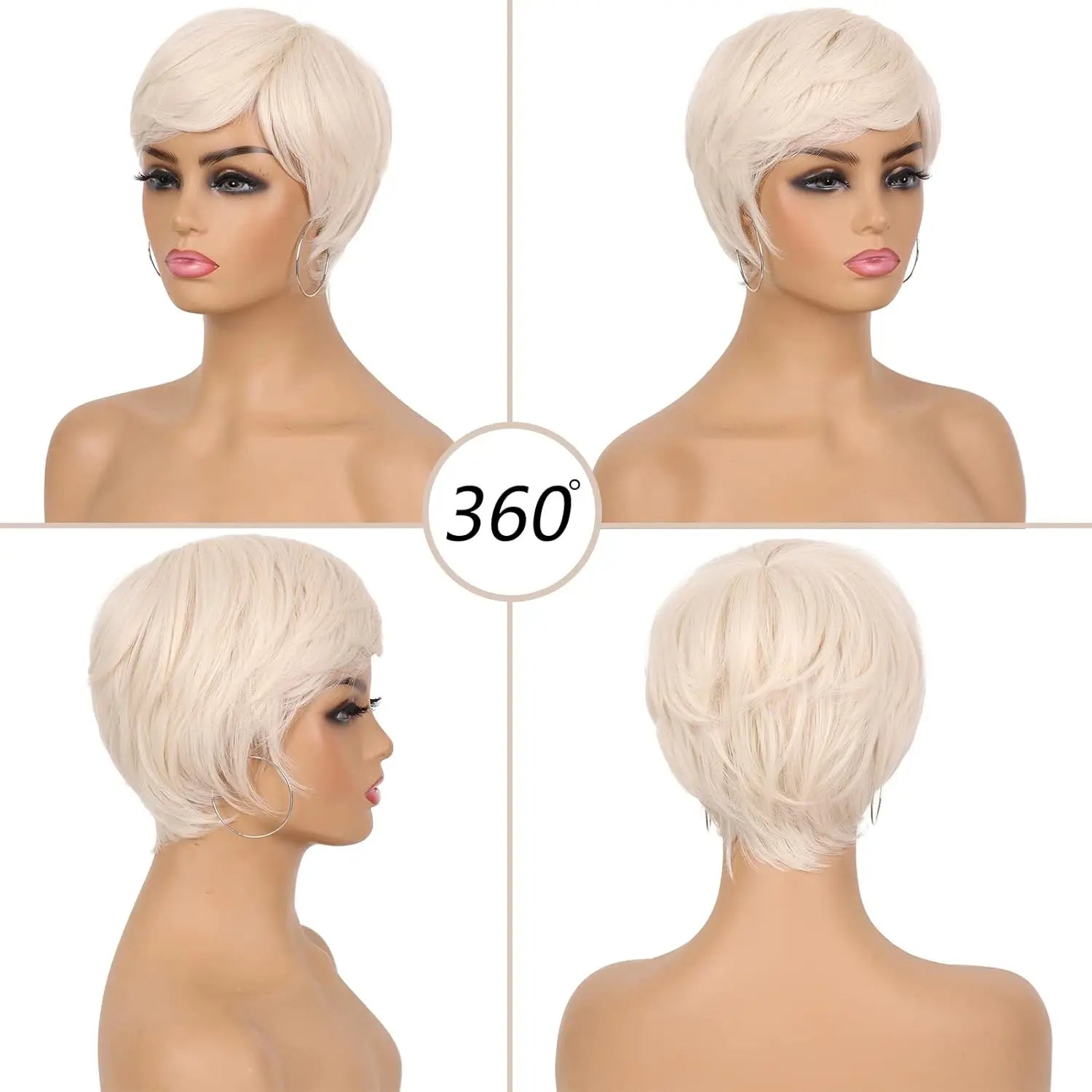 Short Platinum Blonde Pixie Cut Synthetic Wig - 2
