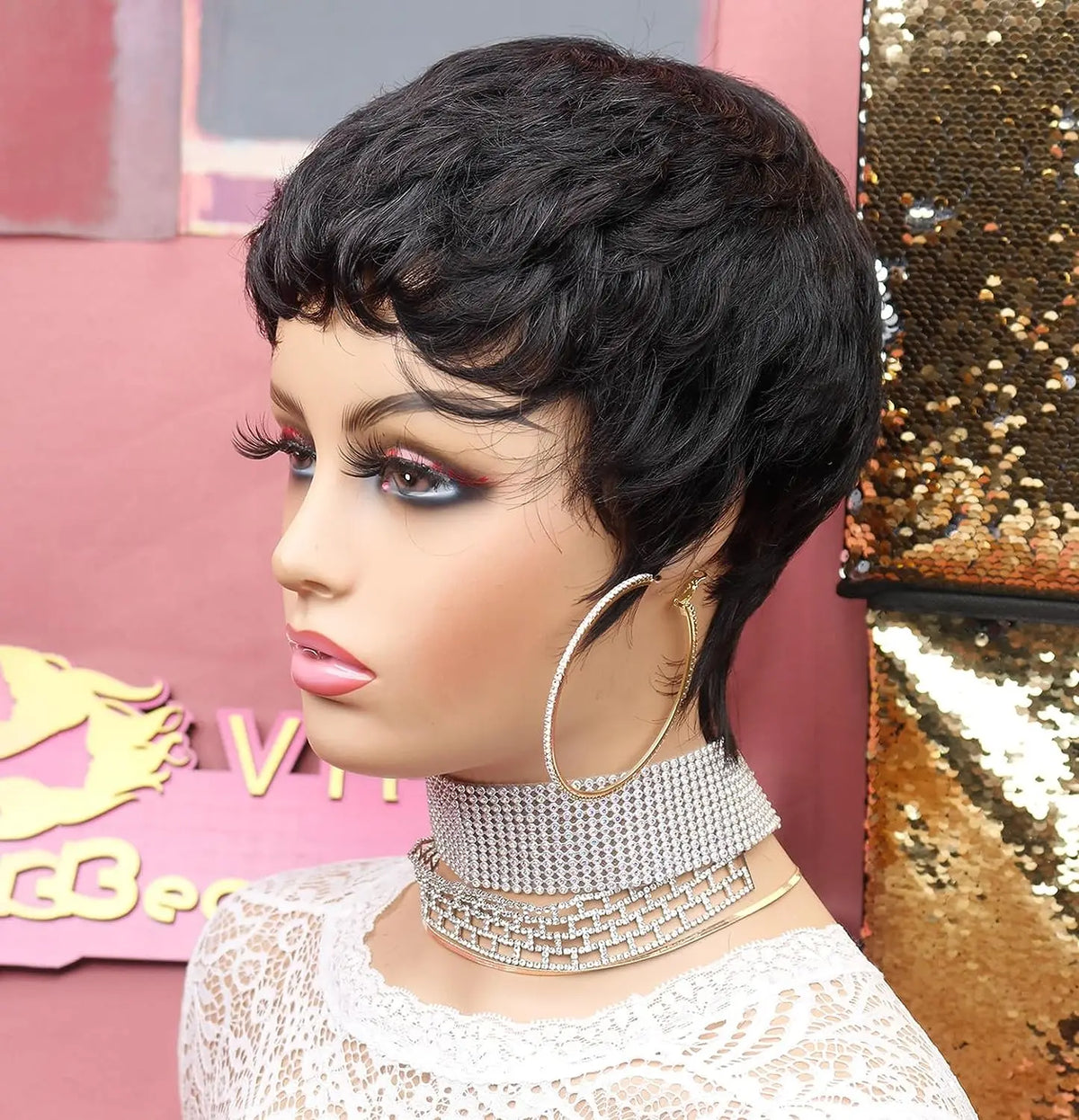Short Curly Pixie Cut Synthetic Wig for Women