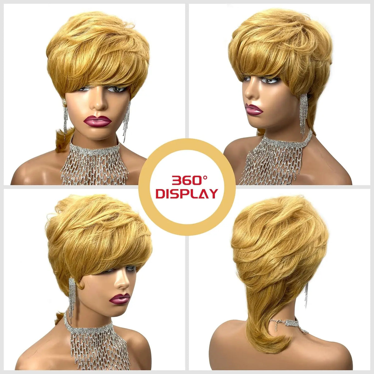 Short Curly Mullet Pixie Cut Wig for Women