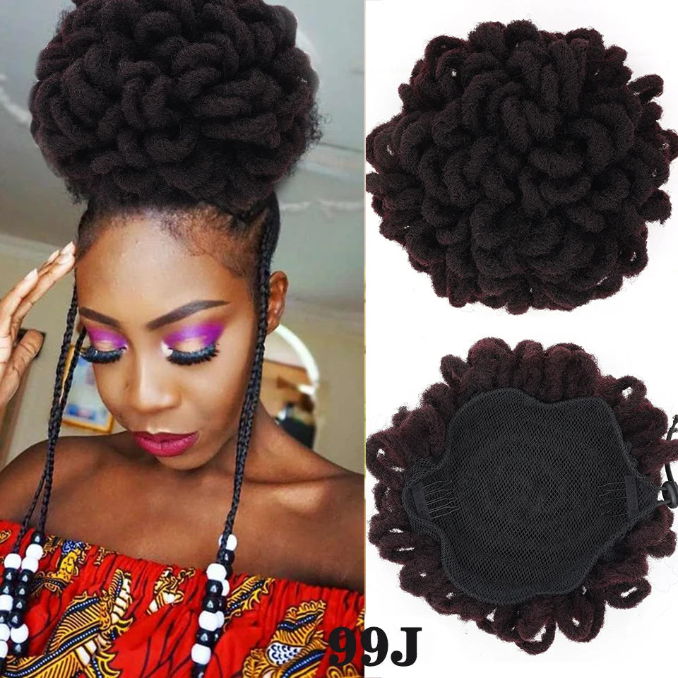 Synthetic Dreadlock Afro Puff Drawstring Ponytail Bun
