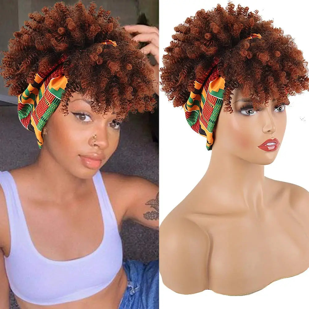 Short Kinky Curly Headband Wig for Daily Styling