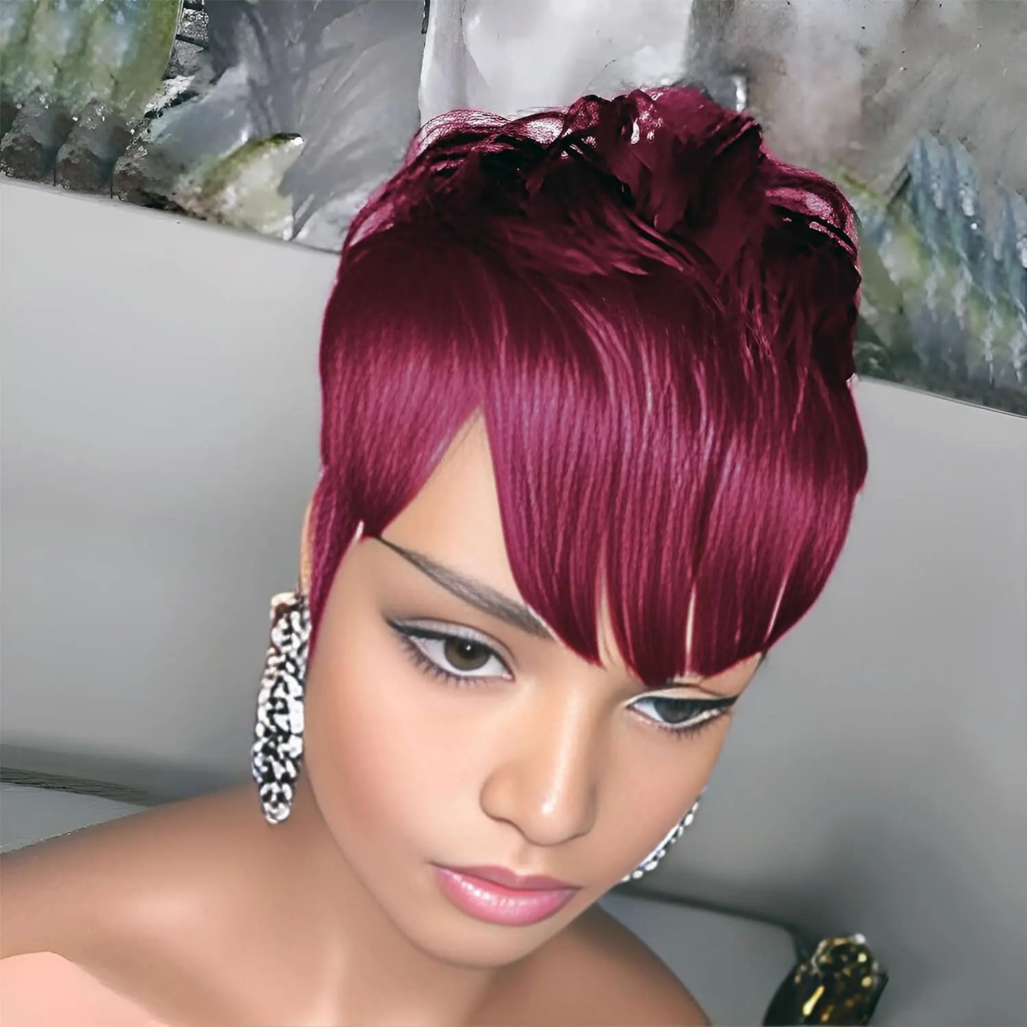 Short Curly Mullet Pixie Cut Wig for Women - 12