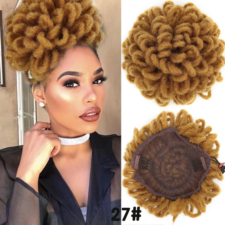 Synthetic Dreadlock Afro Puff Drawstring Ponytail Bun