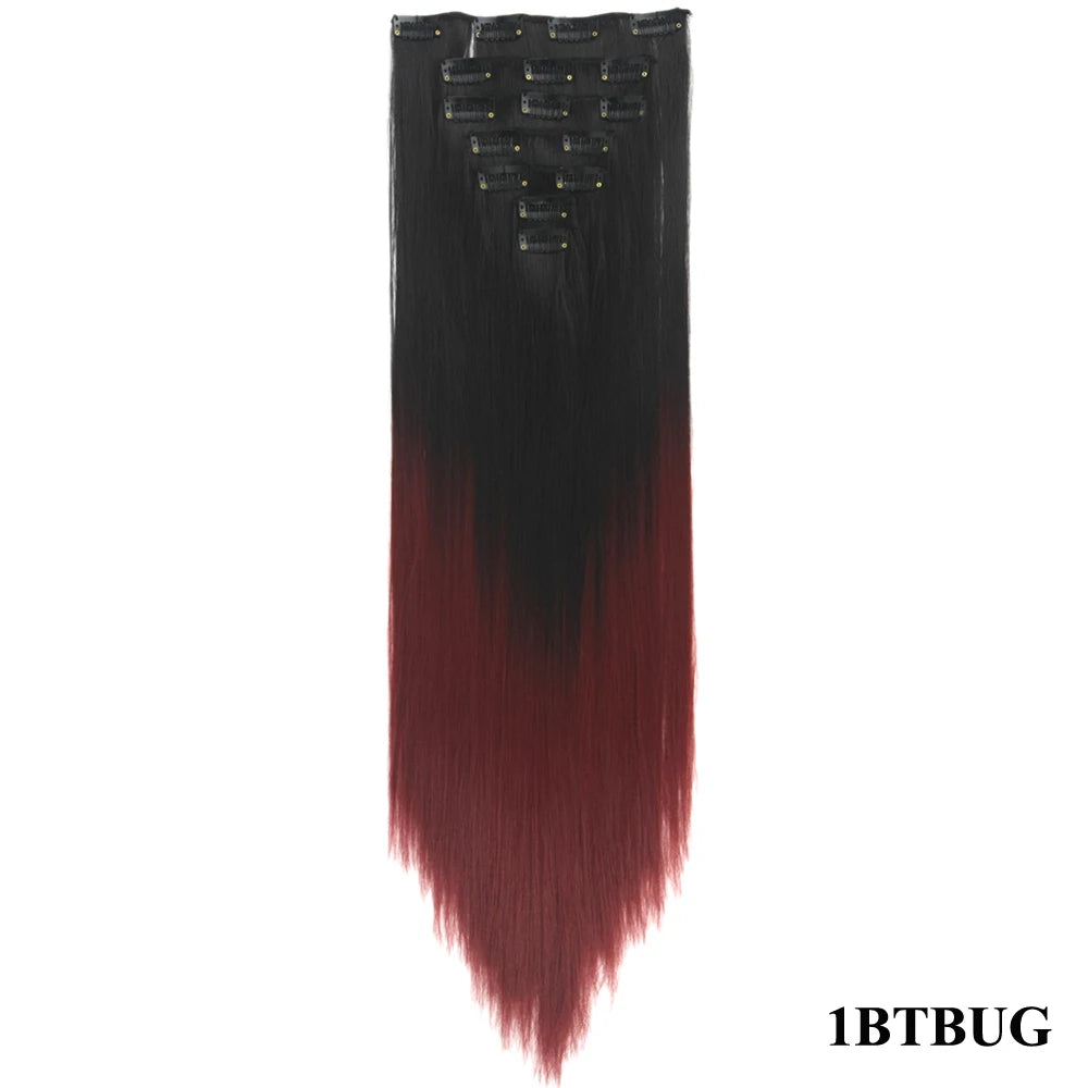 Straight Ombre Clip-In Synthetic Hair Extensions - 21
