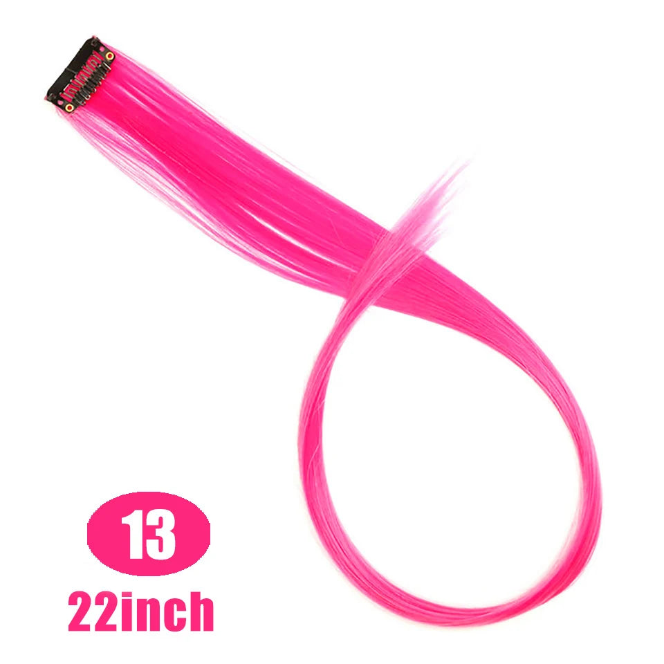24-Inch Colorful Clip-In Hair Extensions for Highlights and Parties - 26