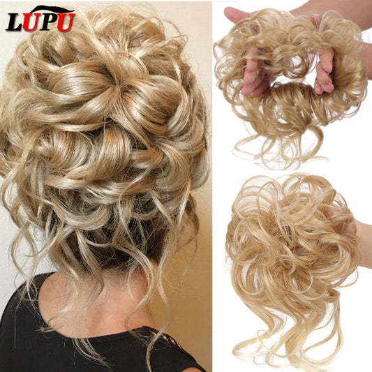 Messy Curly Hair Bun Scrunchie for Instant Volume