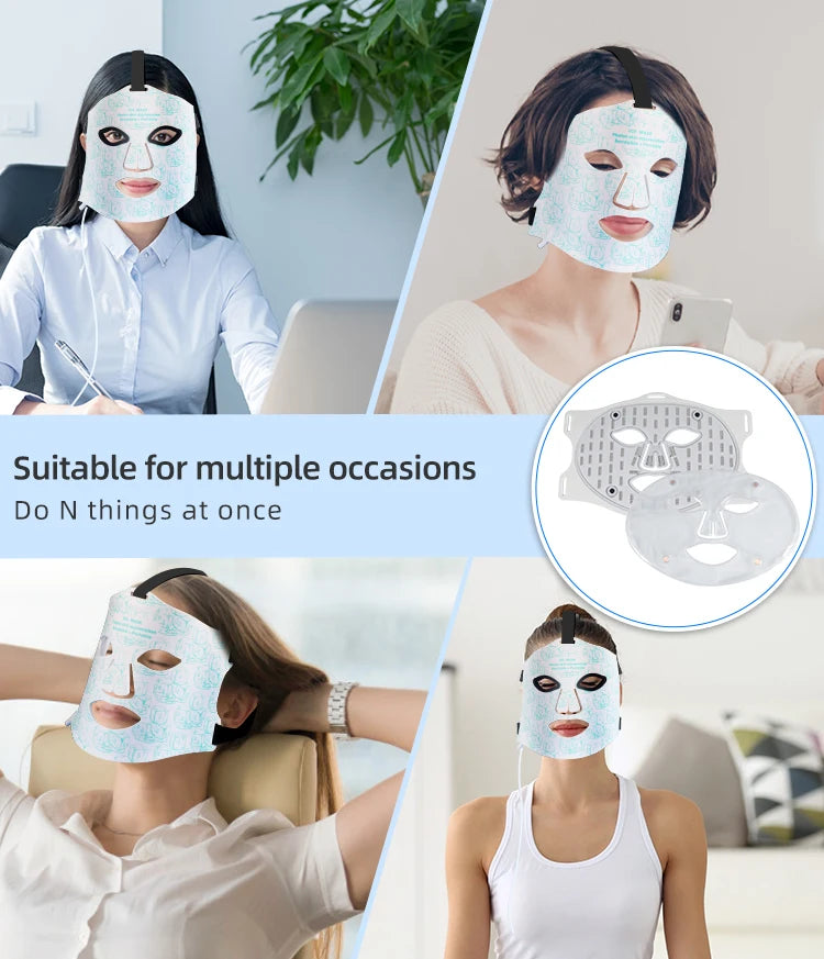 LED Red Light Therapy Face Mask with Cooling Gel for Skin Rejuvenation
