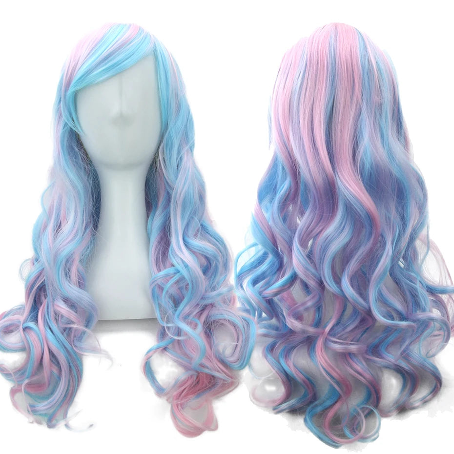 Long Ombre Rainbow Cosplay Wig with Bangs - 18