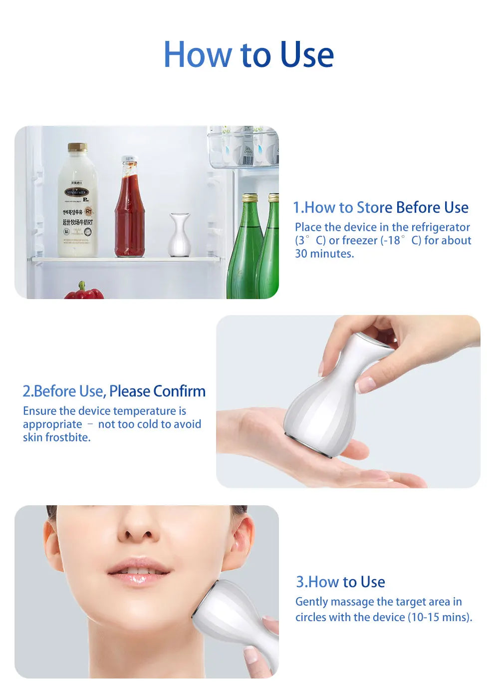 Handheld Facial Cold Compress Massager for Skin Tightening and Puffiness - 16
