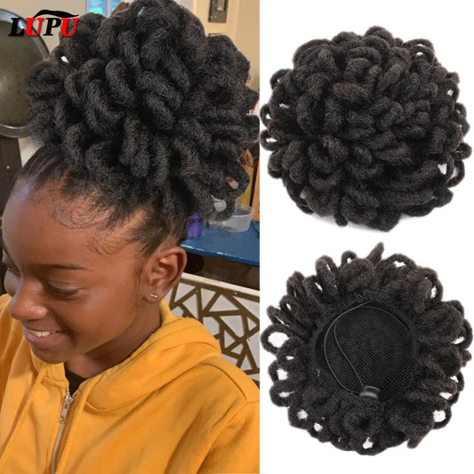 Synthetic Dreadlock Afro Puff Drawstring Ponytail Bun