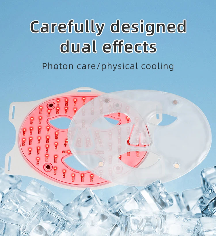 LED Red Light Therapy Face Mask with Cooling Gel for Skin Rejuvenation