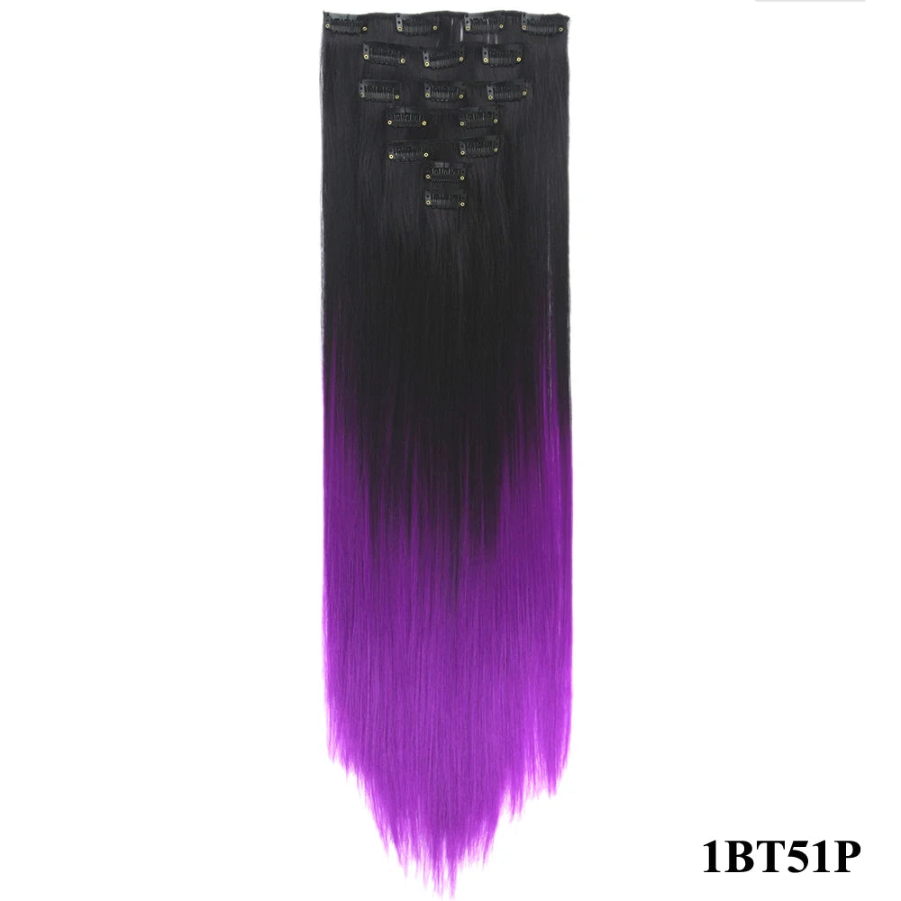 Straight Ombre Clip-In Synthetic Hair Extensions - 17