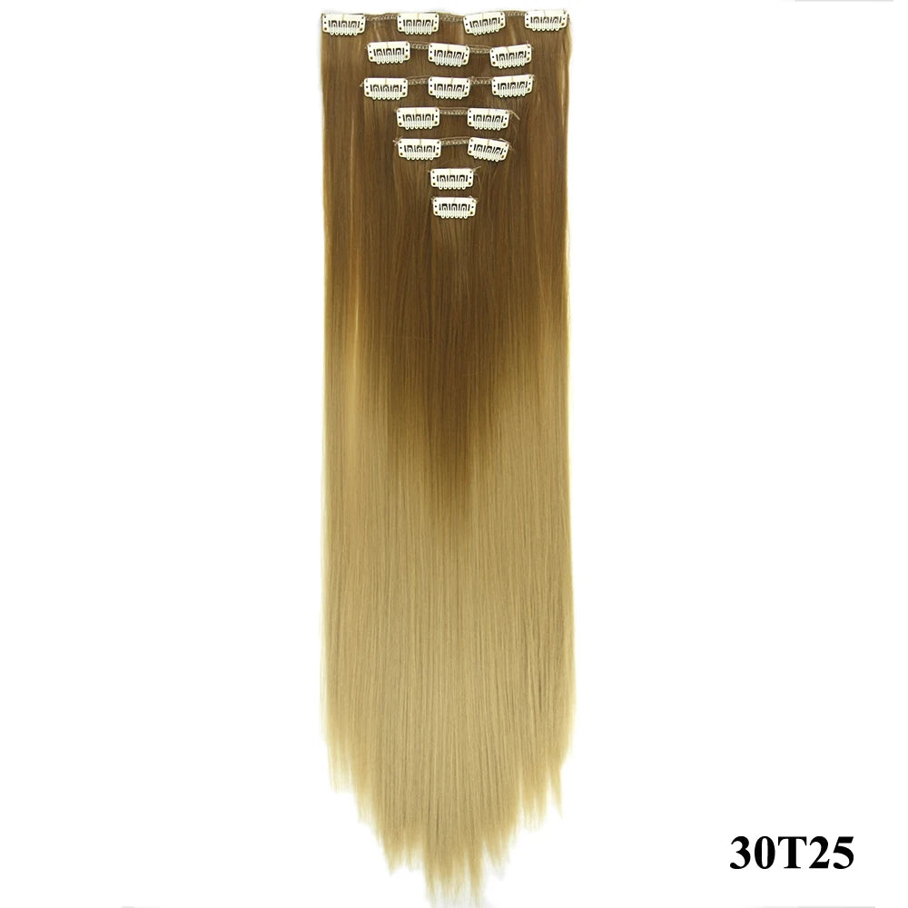 Straight Ombre Clip-In Synthetic Hair Extensions - 18