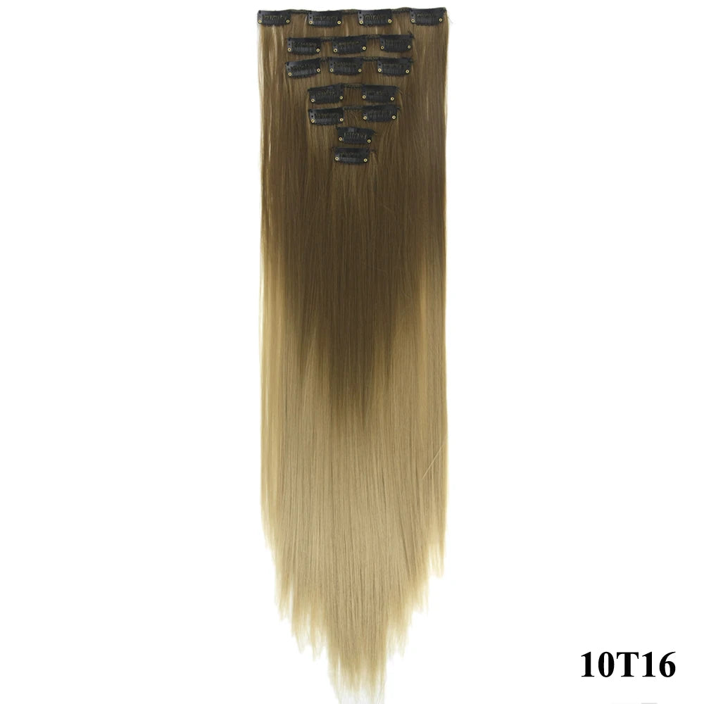 Straight Ombre Clip-In Synthetic Hair Extensions - 20