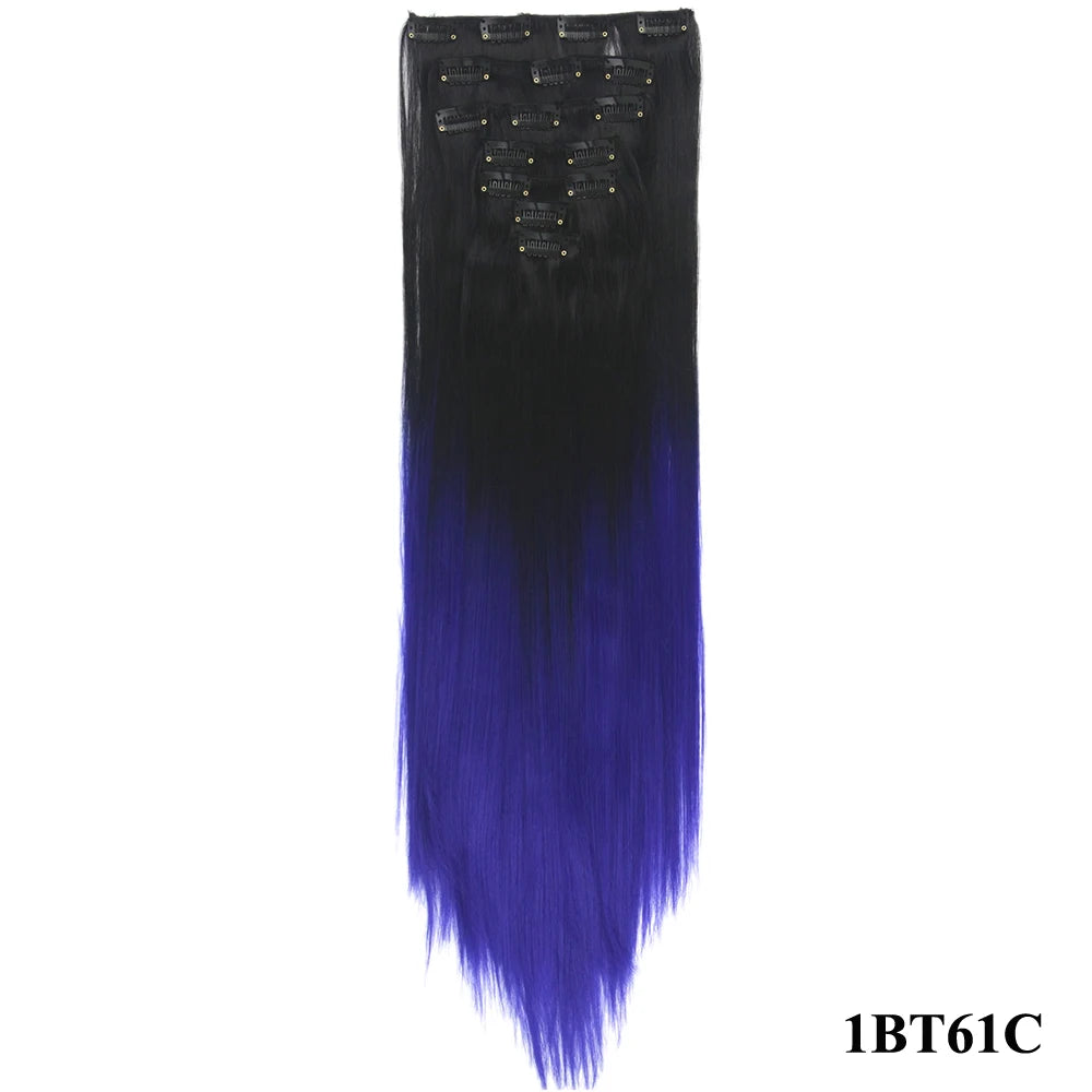 Straight Ombre Clip-In Synthetic Hair Extensions - 14
