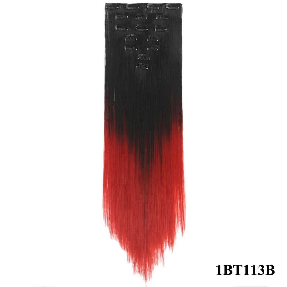 Straight Ombre Clip-In Synthetic Hair Extensions - 16