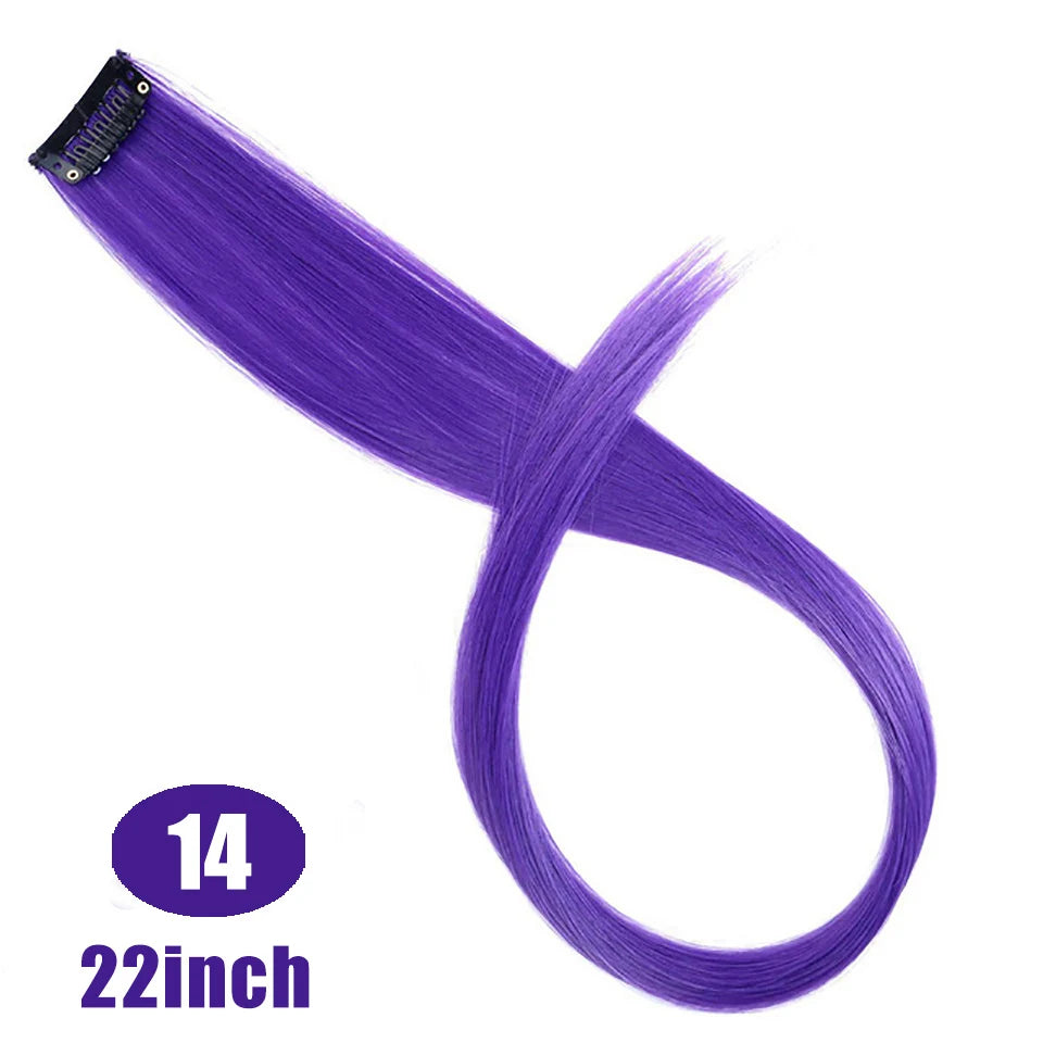 24-Inch Colorful Clip-In Hair Extensions for Highlights and Parties - 20