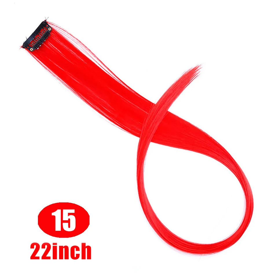 24-Inch Colorful Clip-In Hair Extensions for Highlights and Parties - 24