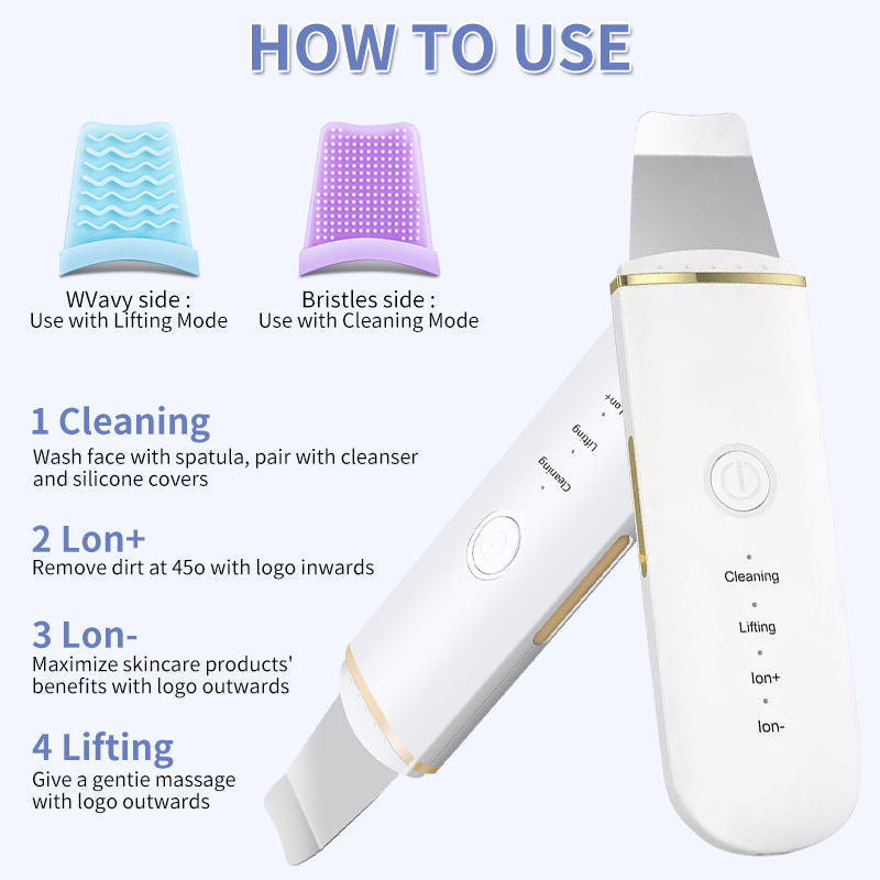 Ultrasonic Skin Scrubber Face Spatula for Deep Cleansing and Pore Care - 10