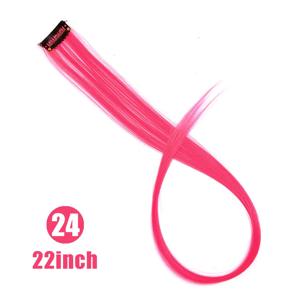 24-Inch Colorful Clip-In Hair Extensions for Highlights and Parties - 21