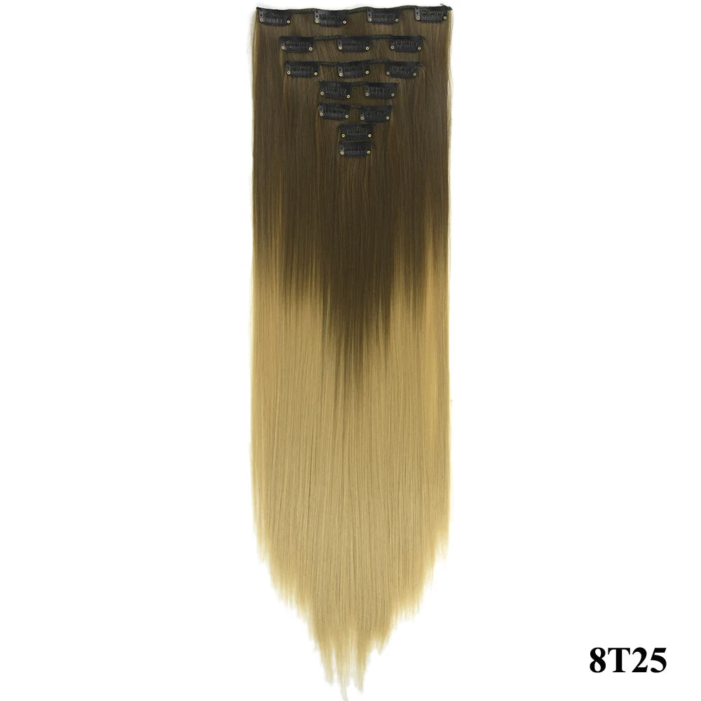 Straight Ombre Clip-In Synthetic Hair Extensions - 19