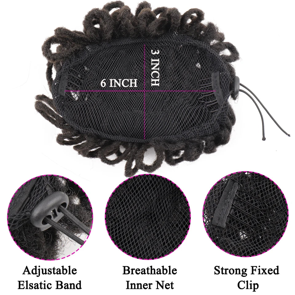 Synthetic Dreadlock Afro Puff Drawstring Ponytail Bun - 2
