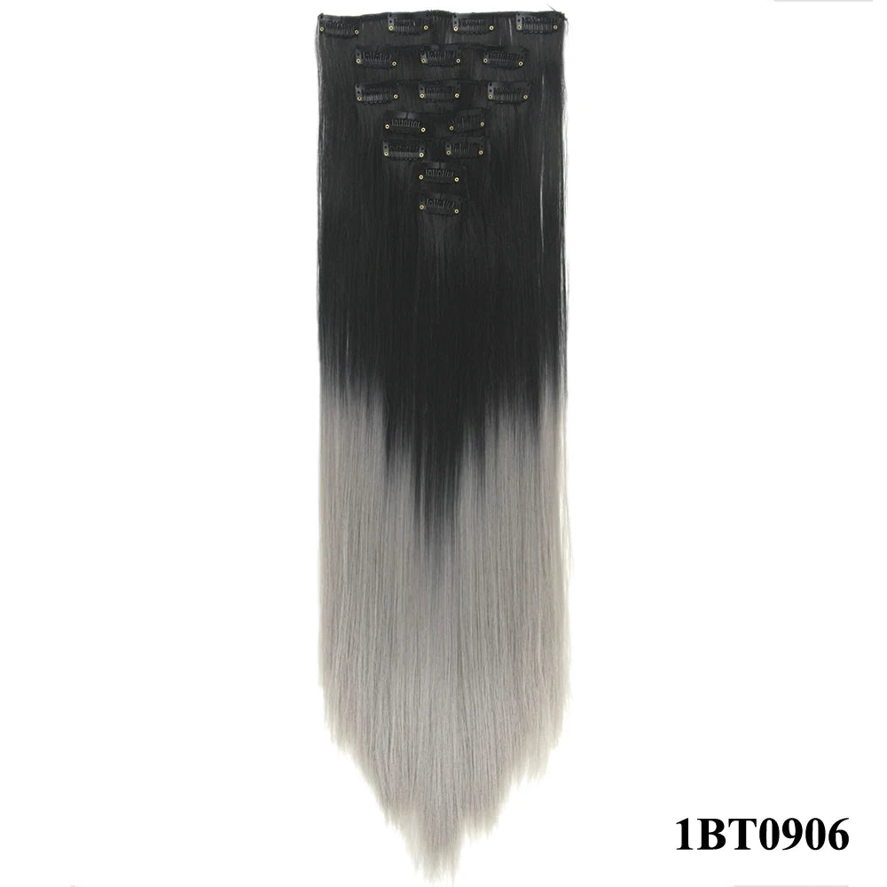 Straight Ombre Clip-In Synthetic Hair Extensions