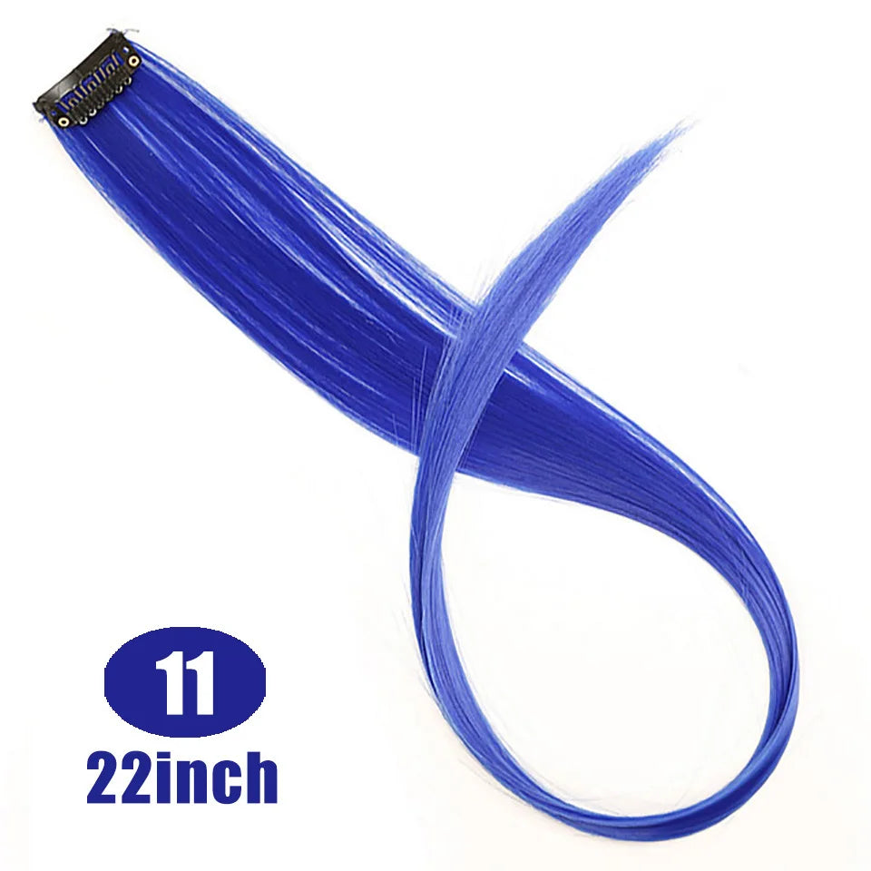 24-Inch Colorful Clip-In Hair Extensions for Highlights and Parties