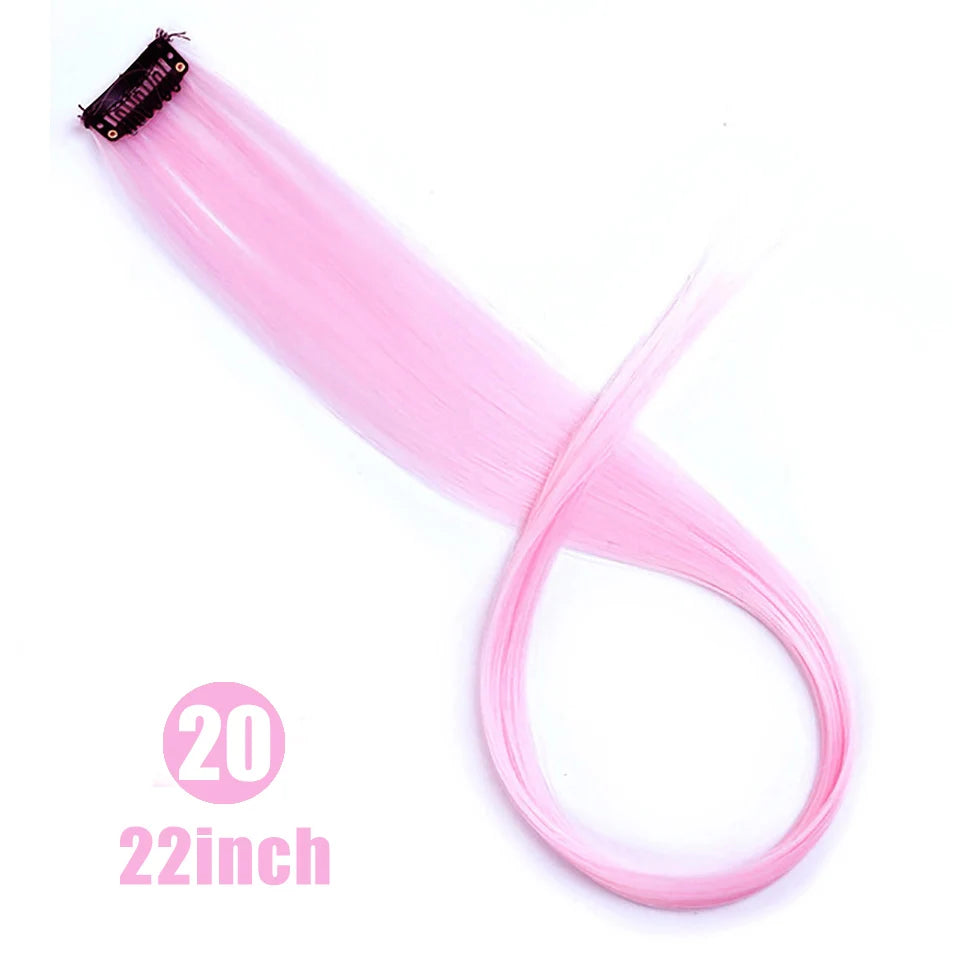 24-Inch Colorful Clip-In Hair Extensions for Highlights and Parties