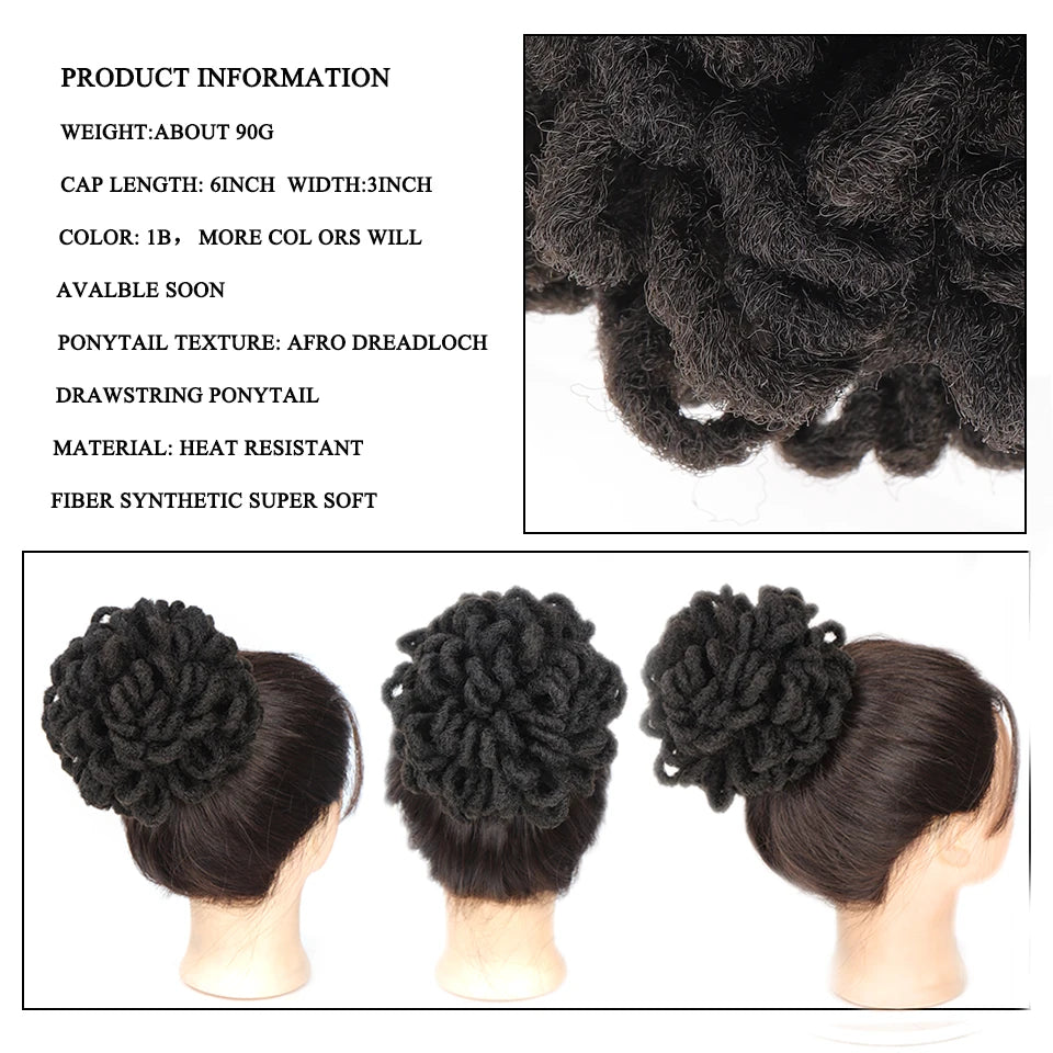 Synthetic Dreadlock Afro Puff Drawstring Ponytail Bun - 4
