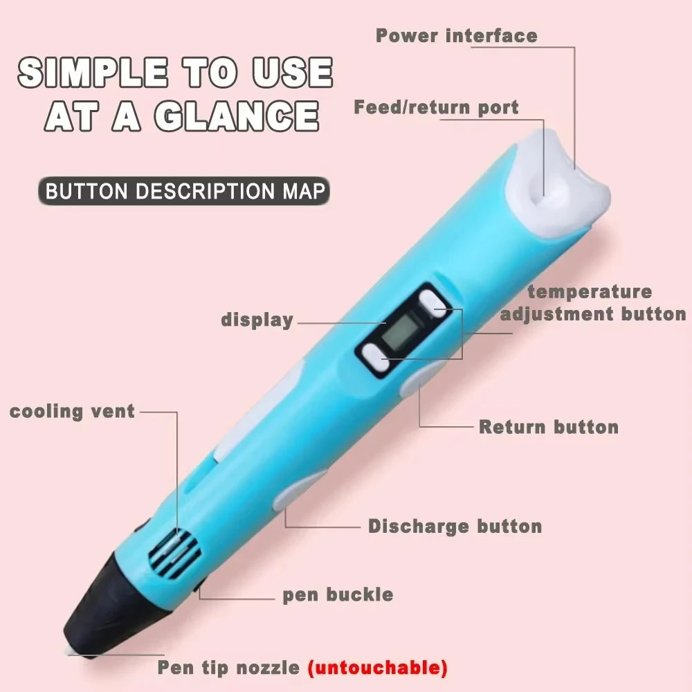 3D Printing Pen for Kids DIY Creative Drawing and Artistic Projects
