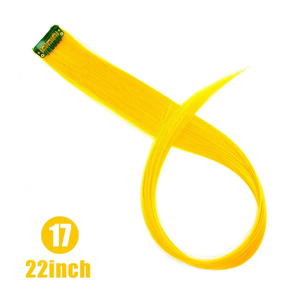 24-Inch Colorful Clip-In Hair Extensions for Highlights and Parties