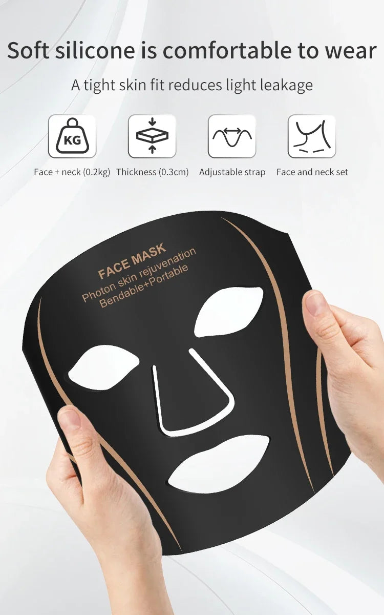7-Color LED Light Therapy Face and Neck Mask for Skin Rejuvenation