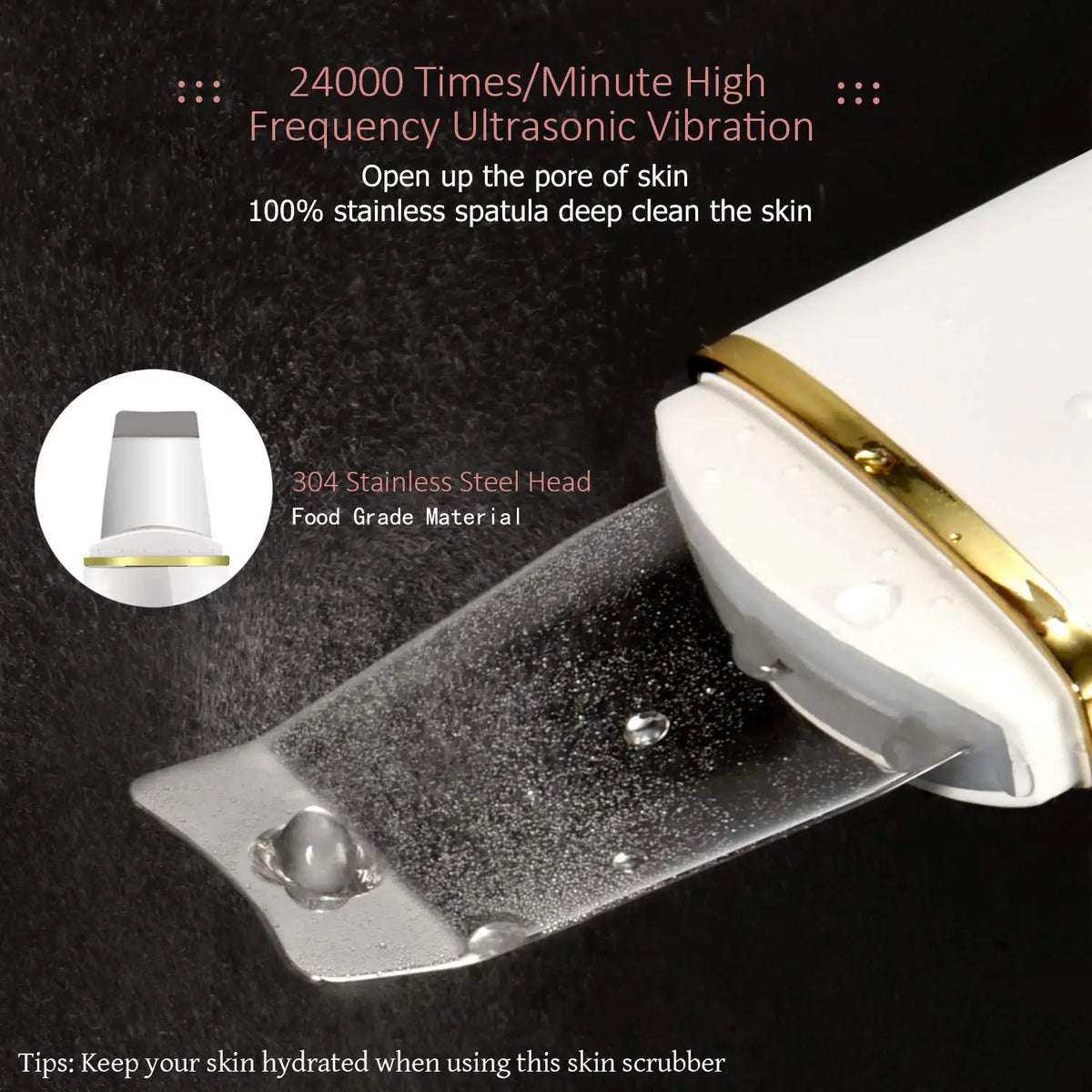 Ultrasonic Skin Scrubber Face Spatula for Deep Cleansing and Pore Care