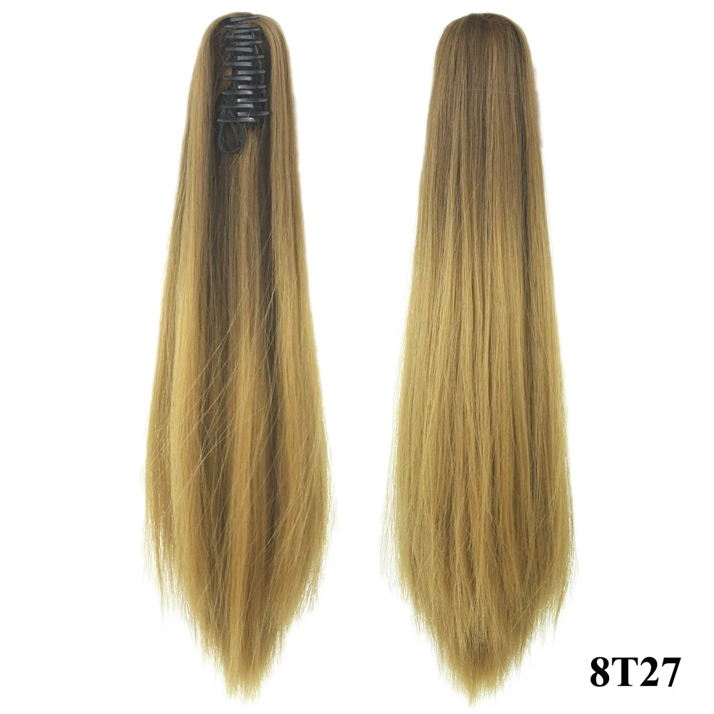 24-Inch Straight Ombre Claw Clip Ponytail Extension - 10