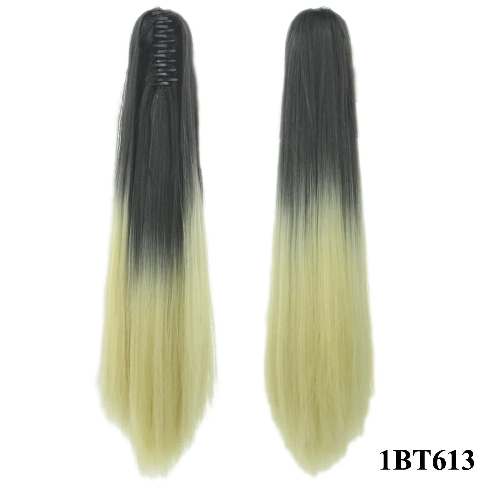 24-Inch Straight Ombre Claw Clip Ponytail Extension - 13